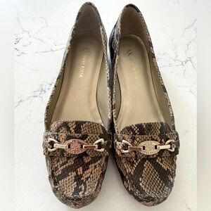 Anne Klein Flex Leather Loafers -snake skin print